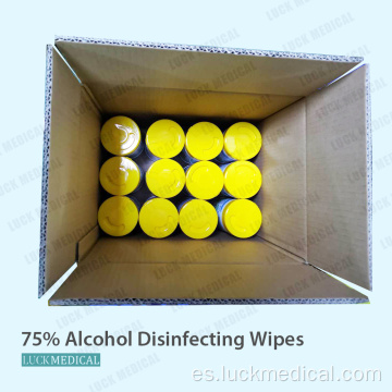 75% de toallitas que desinfectan alcohol en lata